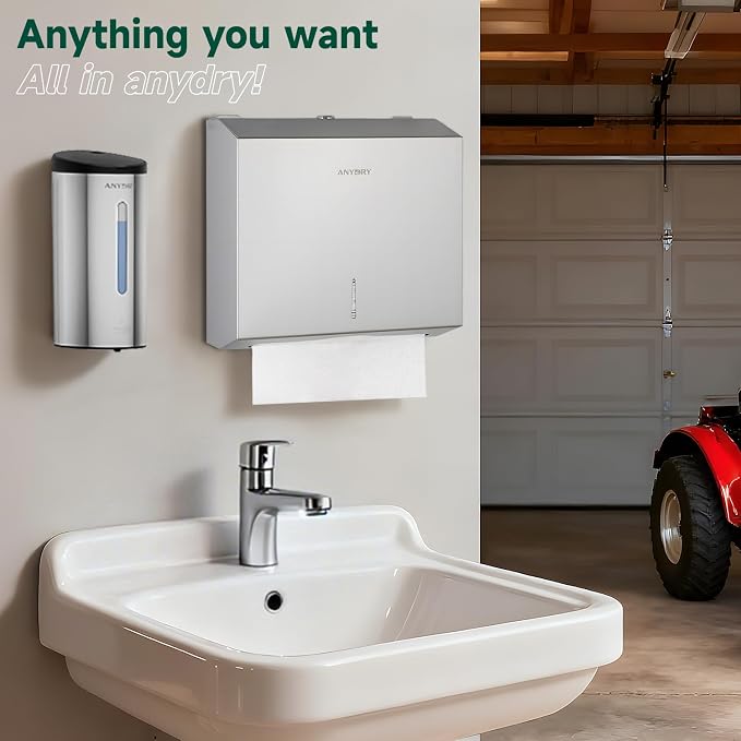 anydry Touchless Automatic Liquid Soap Dispense Wall Mount 25oz Large Capacity Stainless Steel for Commercial (Polished)