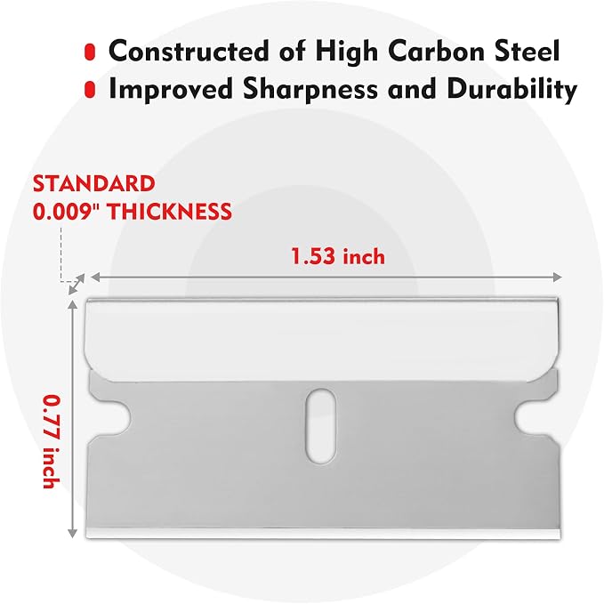 WORKPRO 100-Pack Single Edge Razor Blades, Razor Blade Scraper Refills | Industrial Scraper Razor Blades, High Carbon Steel One Edge Razor Blades for Paint, Sticker & Label Removal