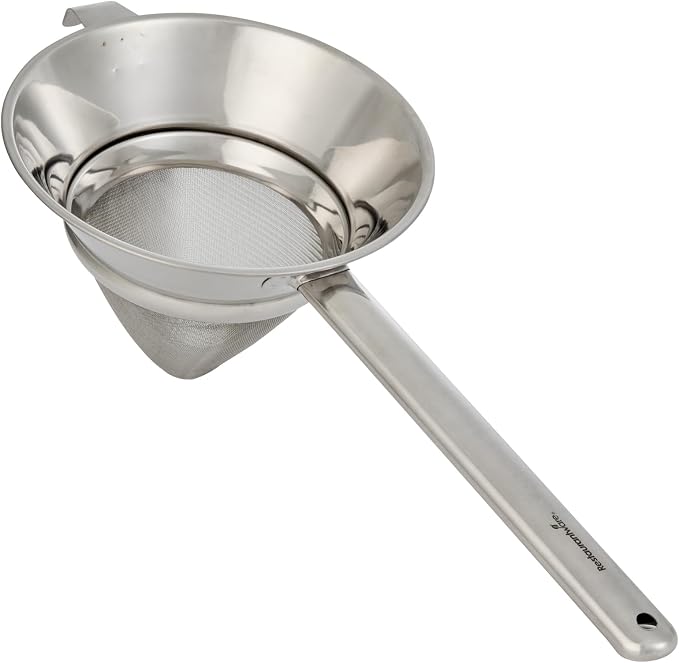 Restaurantware Chinois Strainer 1 Count 10.2" Stainless Steel Bouillon Cone with Extra Fine Mesh China Cap Strainer for Sauces, Stocks, Soups, Broths, Sifting, Sieving, Professional Kitchen Tools