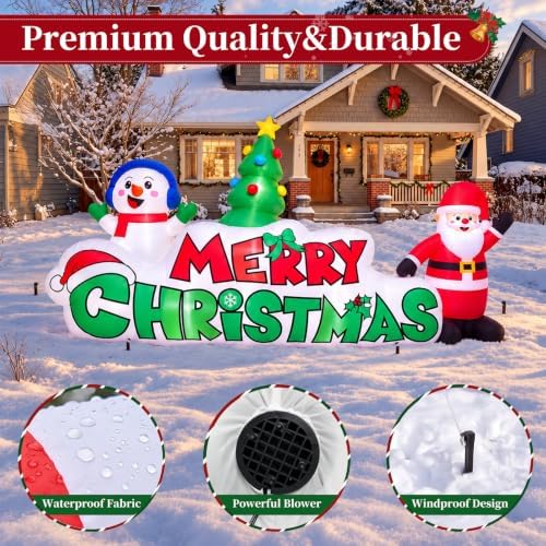 TOWPONICS 9.5FT Christmas Inflatable Outdoor Decoration Santa & Snowman