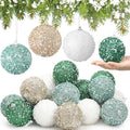 Lyrow 24 Pcs 3.15" Christmas Ball, White,Champagne Gold,Lake Blue,Green