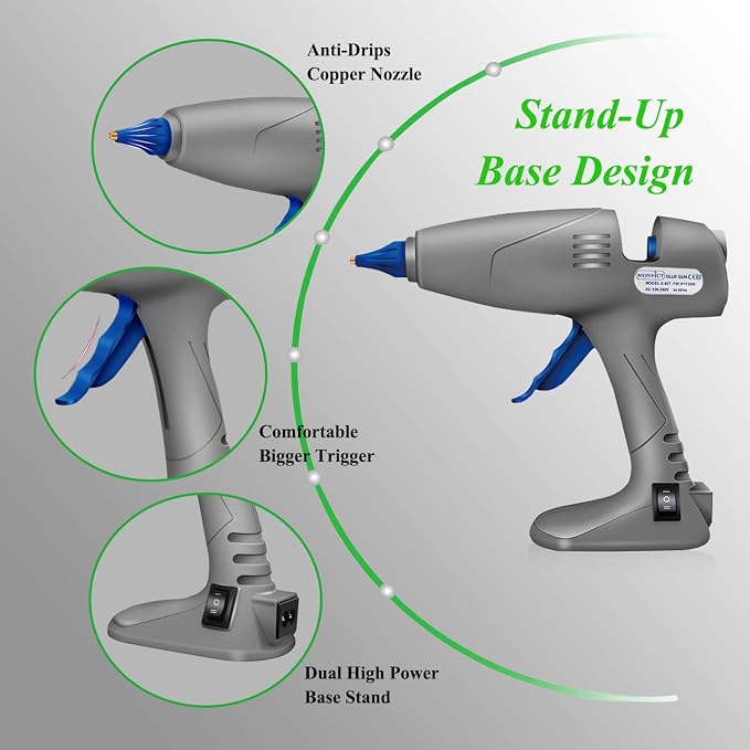 Full Size Hot Glue Gun, MONVICT 120W&80W Glue Guns Dual Temp Large Industry Glue Gun, Corded Detachable Cord Use Stand-Up Base Anti-drip Hot Melt Glue Gun with 12 Glue Sticks for Art DIY Craft Repair | Corded Detachable Cord Use Stand-Up Base Anti-drip...