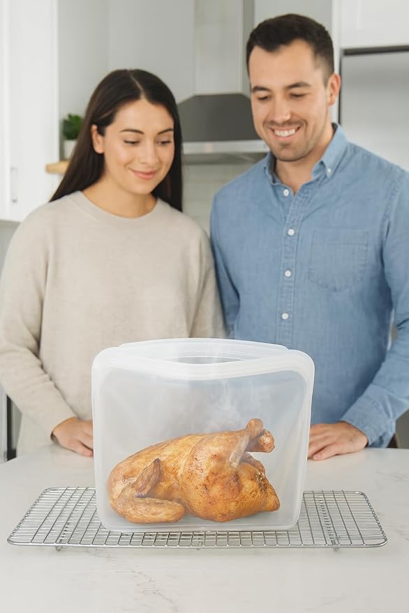 Elkanah Reusable Silicone Freezer Bags, XL 1 Gallon, Set of 2, Oven Safe | 116fl oz Reusable silicone bags that go from freezer to oven to sous vide — no more single-use bags