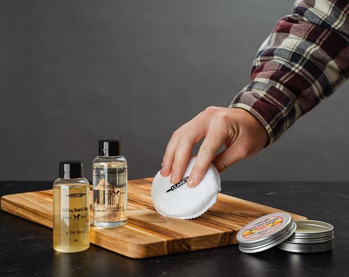 CLARK'S Cutting Board Care Gift Set | Includes Food Grade Mineral Oil, Cutting Board Wax & Wood Cleaner, Buffing Pads - Restores & Protects
