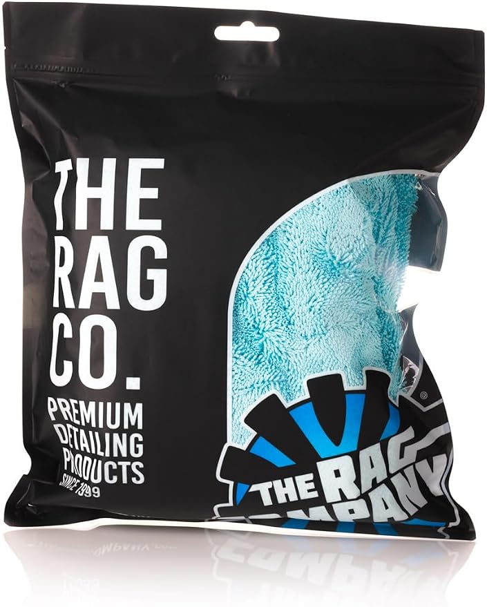 The Rag Company, The Liquid8r, Absorbent 70/30 Blend Microfiber Drying Towel for Cars, Trucks, and SUVs, Safe for Detailing, Scratch-Free, Twist Loop, 1100 GSM, 20x24 Inches, Aqua Blue/Grey