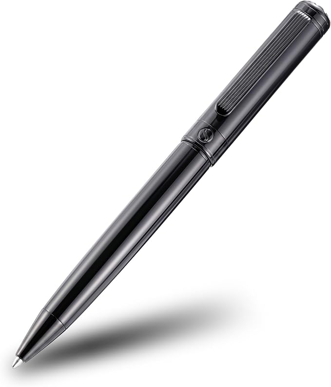 Scriveiner Gun-Metal Lacquer Ballpoint Pen - Stunning Luxury Pen, Schmidt Black Refill, Best Gift Set for Men & Women, Professional Executive Office, Nice Fancy Designer Pens