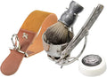 Grandslam Shaving Straight Razor Kit, Steel Cutthroat Straight Razor With Leather Strop, Shave Brush, Stainless Steel Shaving Bowl and Stand, Gift for Men