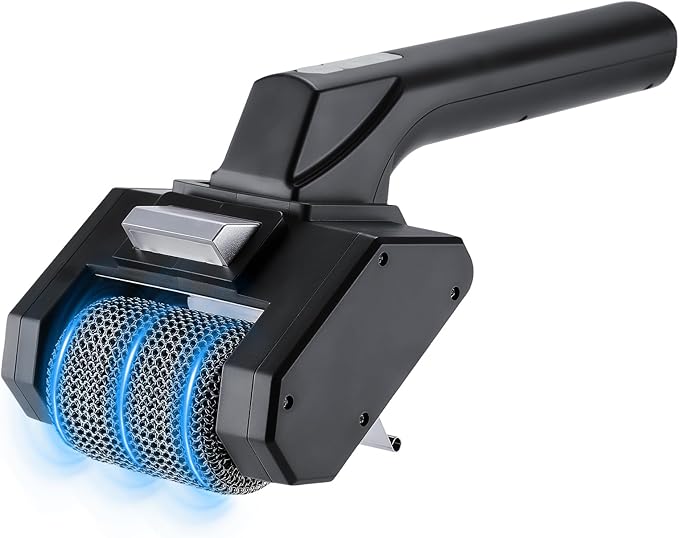 Electric Grill Brush, 350 RPM BBQ Grill Cleaner with 2 Replace Cleaning Heads, 2600mAh Battery Cordless Griddle Scrubber Waterproof for Outdoor Flat Top, Cast Iron, Barbecue Grates, Black