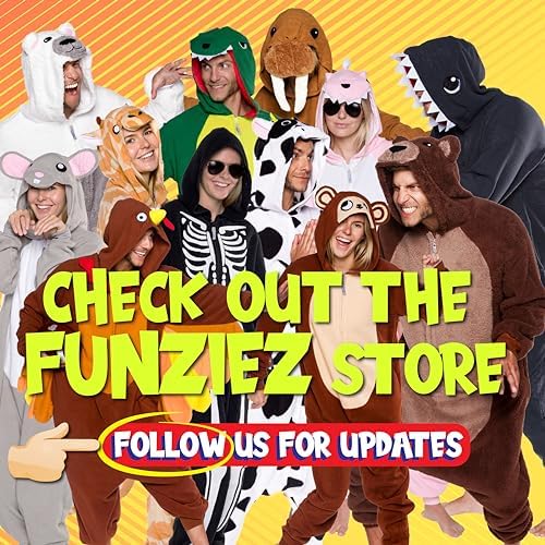 Funziez! Slim Fit Adult Onesie - Animal Costume - Plush Unisex Halloween One Piece Cosplay Suit for Women and Men