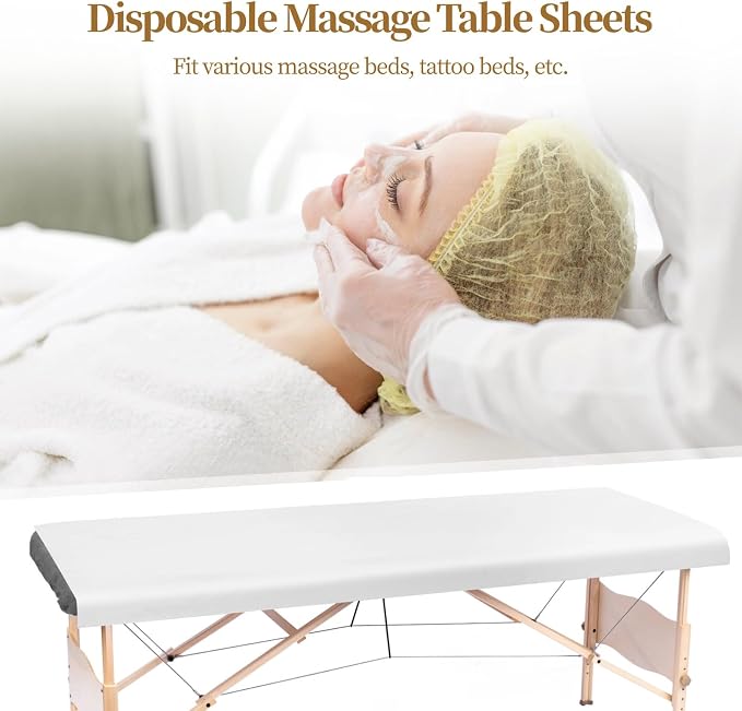 50 PCS Massage Table Sheets, Disposable Non-Woven Massage Bed Covers, 71 x 31.5 in, Single Use Sheets for Spa, Beauty Salon, Tattoo Table, Hotel, Skincare Chair