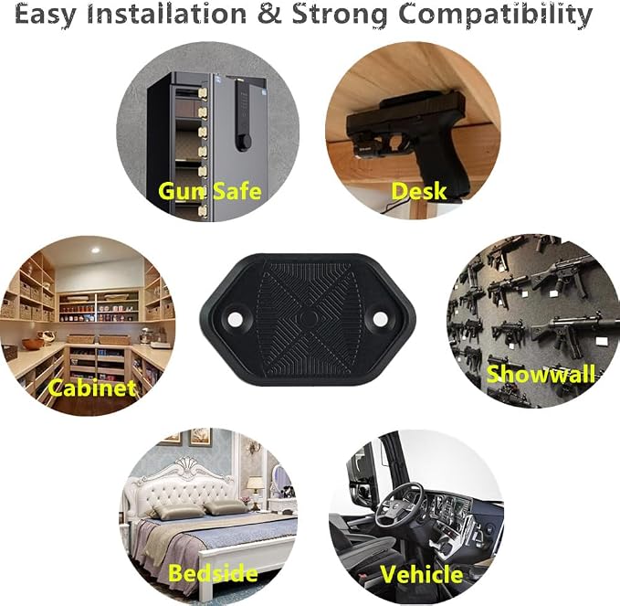 Gun Magnet | 32lbs Rated Magnetic Gun Mount | Indoor Gun Racks | Anti Scratch Handgun Holder in Vehicle Truck Car Wall Gun Safe and Desk