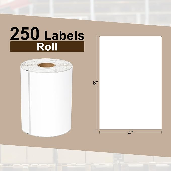 L LIKED 7,500 PCS 4"x 6" Direct Thermal Labels White Perforated Shipping Label, Compatible with Zebra, Rollo, Jadens, Nelko, 250 Labels per Roll, 30 Rolls