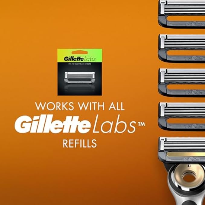 Gillette Heated Razor for Men, Deluxe Travel Shave Kit by GilletteLabs, 1 Handle, 2 Blade Refills, Charging Dock, Case