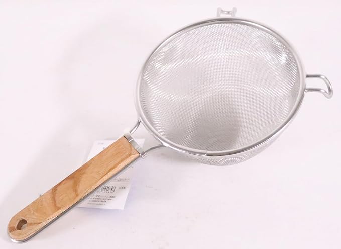 Three Snow Shin-Etsu Works 10185 Three Snow Strainer, Tough Wooden Handle, 6.3 inches (16 cm), 18-8 Stainless Steel, Hand Included, Colander, Tsubamesanjo, Made in Japan
