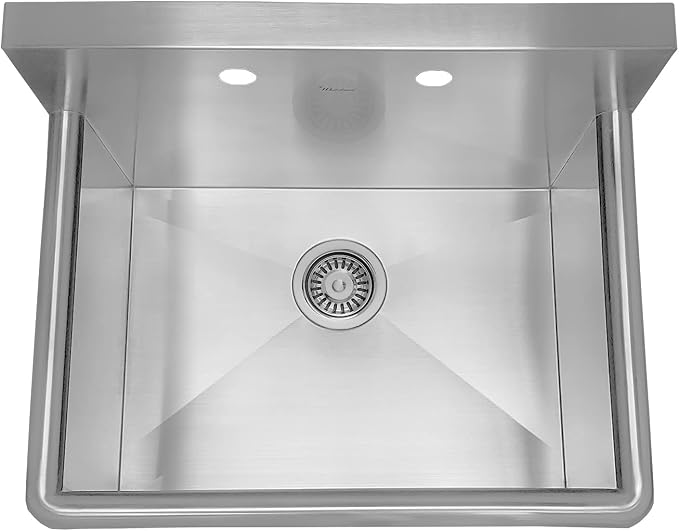 Whitehaus WHNC2520-BSS Noah's Collection 25-Inch Commercial Drop-In Laundry-Scrub Sink, Brushed Stainless Steel