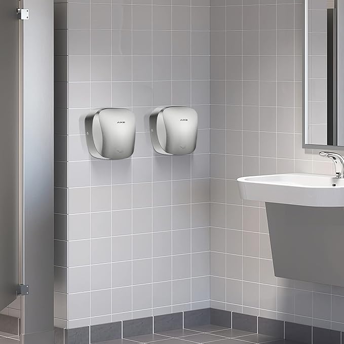 AIKE Air Tank Heavy Duty Hand Dryer HEPA Filter UL Approved 120V 1400W Polished Stainless Steel Finish Model AK2903