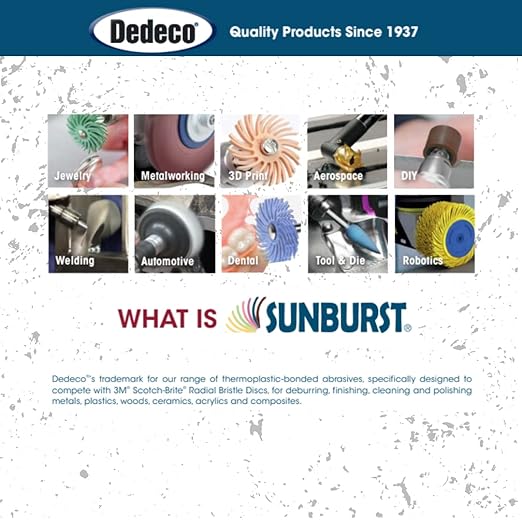 Dedeco Sunburst Radial Bristle Discs 48-Pack - 5/8" Curved - White 120 Grit (Medium) - Aluminum Oxide for Polishing & Finishing