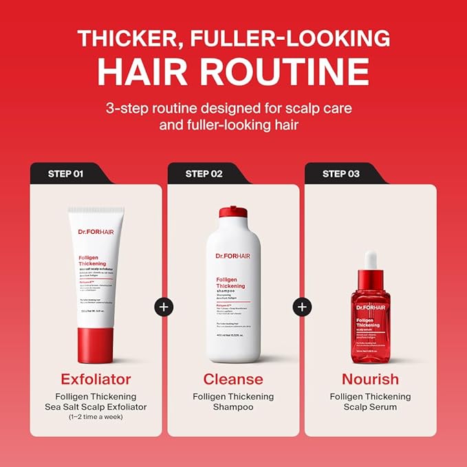 Dr.FORHAIR Folligen Thickening Scalp Serum 1.7 oz | Biotin Density Serum for Thicker, Fuller-Looking Hair | Peptide Scalp Treatment | Korean Haircare