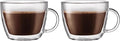 Bodum 15oz Double Wall Latte Mug, High-Heat Borosilicate Glass, Set of 2, Clear