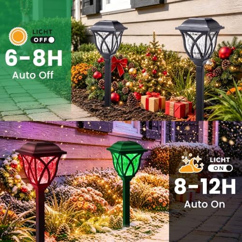 GIGALUMI Solar Christmas Lights Outdoor Decor, Multicolor Pathway Lights