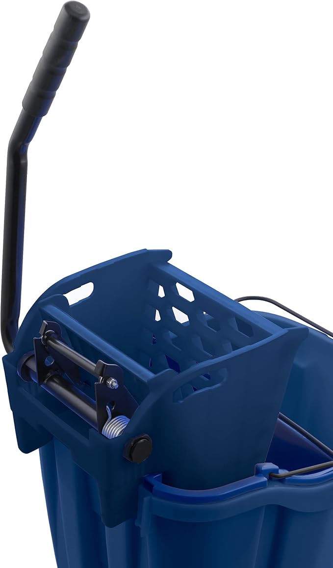 SPARTA OmniFit Mop Bucket System, Durable Mop Bucket, Side Press Wringer, and Soiled Water Insert, Floor Cleaning Essentials for Commercial and Home Use, 35 Qt Capacity, 1 Count, Blue