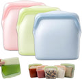 New Generation Silicone Storage, Reusable Silicone Food Storage Bags, Leak-Proof Upright Freezer Bags, Odor-Proof, High-Temperature Resistant, Microwave Dishwasher Safe for Snacks Leftovers (3-MixG)