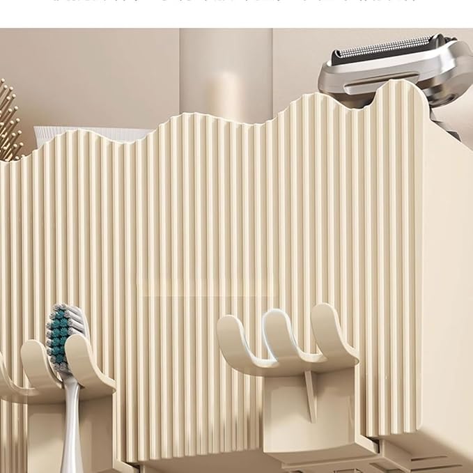 Toothbrush Rack Bathroom Cream Toothbrush Holder Wall-Mounted Toothbrush Holder Two-Person Three-Person Toothpaste Storage Rack Bathroom Toothbrush Holder(S14.8cm)