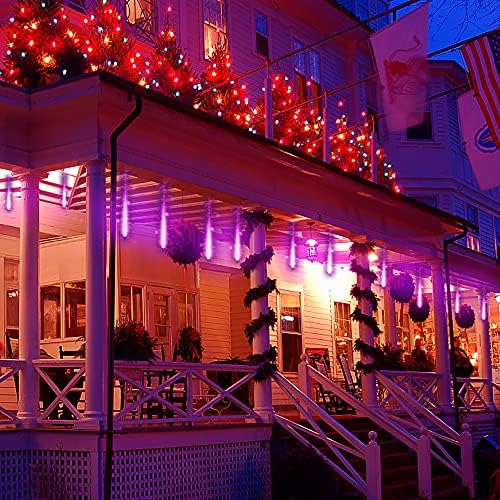 Purple Meteor Shower Lights for Halloween Christmas Decor Yard Outside