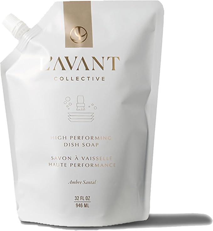 L'AVANT Collective Natural Luxury Dish Soap Refill | Plant-Based, Non-Toxic & Grease-Cutting, Refill for Glass Bottle, 32 Fl Oz | Ambre Santal
