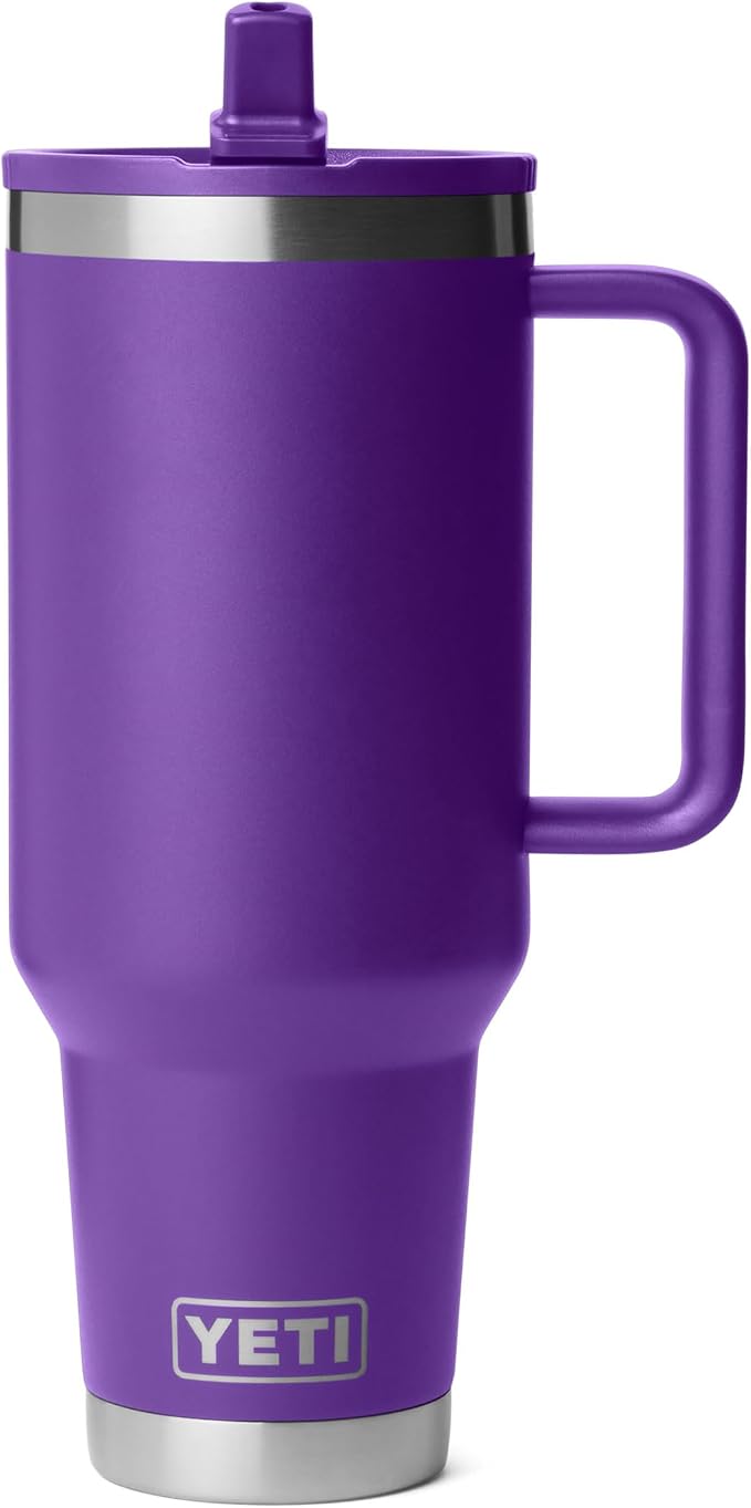 YETI Rambler 40 oz Travel Mug with Flip Straw Lid – Stainless Steel, Vacuum Insulated, Leakproof, Cup Holder Friendly, Pace Purple