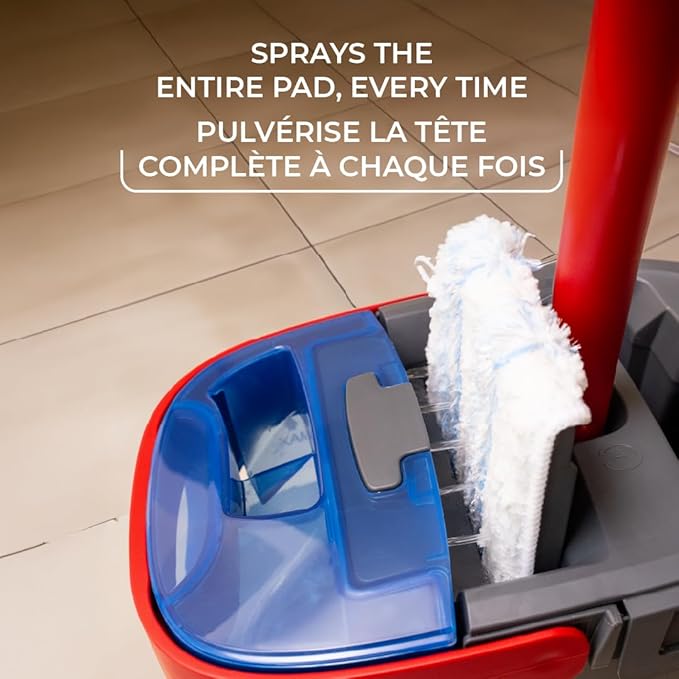Vileda H2prO Flat Mop & Bucket Set | Cleans floors, walls & baseboards | Keeps clean & dirty water separate | Compact | Washable microfiber mop head