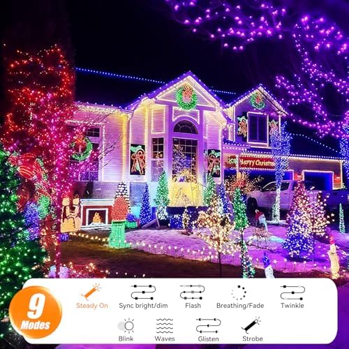 LitHome Color Changing Christmas String Lights Outdoor, 164Ft 500 LED