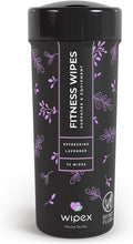 Wipex Yoga Mat Cleaner & Fitness Wipes - Natural Lavender & Vinegar Gym Equipment Cleaner - 75 Gym Wipes to Clean Yoga Mats, Spinning & Peloton Bikes, Weight Machines & Surfaces
