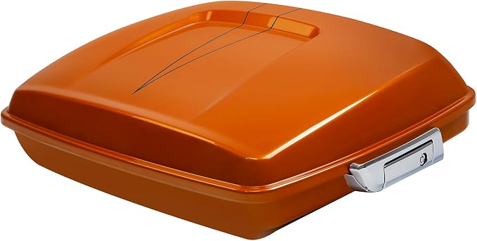 5.5" Razor Motorcycle Trunk W/Latch Key Fit For Harley 2014-2025 Touring CVO Road King Street Glide Electra Glide Ultra Limited Pack Amber Shiskey W/Black Line