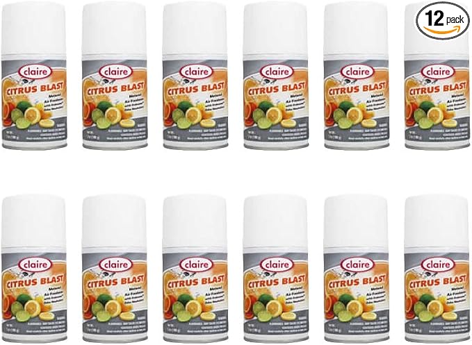 Claire C-112 Citrus Splash Metered Air Freshener Aerosol Can, 7 Ounce (Pack of 12)