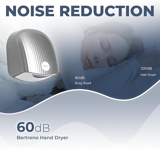 Commercial Hand Dryer Bathroom 110V Compact Electric Hand Dryers for Bathrooms Commercial High Speed Plug in Hand Dryers Home LED Work Light and Low Noise Silver