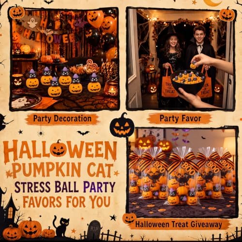 Thenshop 60 Pcs Halloween Pumpkin Cat Party Favors Trick or Treat Supplies