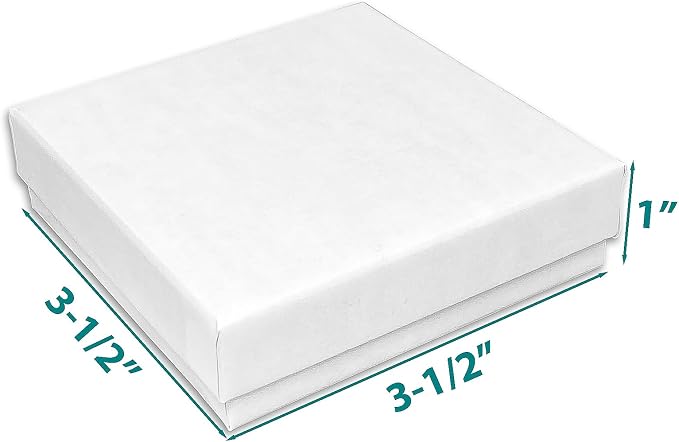 TheDisplayGuys - 25-Pack #33 Cotton Filled Cardboard Paper Jewelry Boxes Gift Case - Matte White (3.5" x 3.5" x 1.0") - for Shipping or Storage