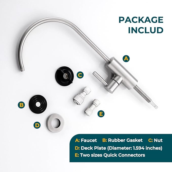 Hiqufet Drinking Water Faucets for Kitchen Sink, Stainless Steel Water Filter Faucet for Reverse Osmosis or Water Filtration System, RO Bar Sink Faucet, Brushed Nickel