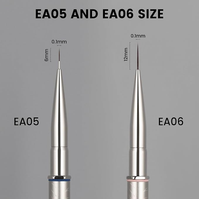 YOKEFELLOW EliteAlly Nail Art Brushes,12mm Slim Nail Art Liner Brush for Long Lines Nail Art Painting Manicure Design Professional Nail Art Tool(EA06 LINER-L)