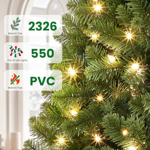 SHareconn 9ft Prelit Artificial Classic Spruce Christmas Tree