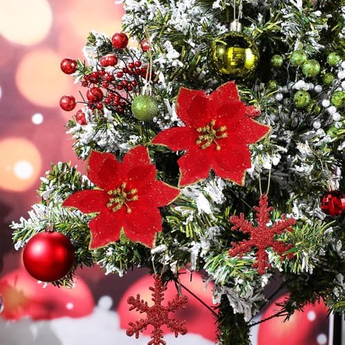 Sratte 94 Pcs Christmas Tree Ornaments Decoration Set, Green,Red