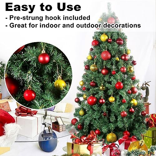 Red & Gold 1.6" Small Christmas Balls Christmas Tree Decoration Ornaments Shatterproof Hanging Balls for Birthday Halloween Holiday Wedding Decorations Set of 18pcs