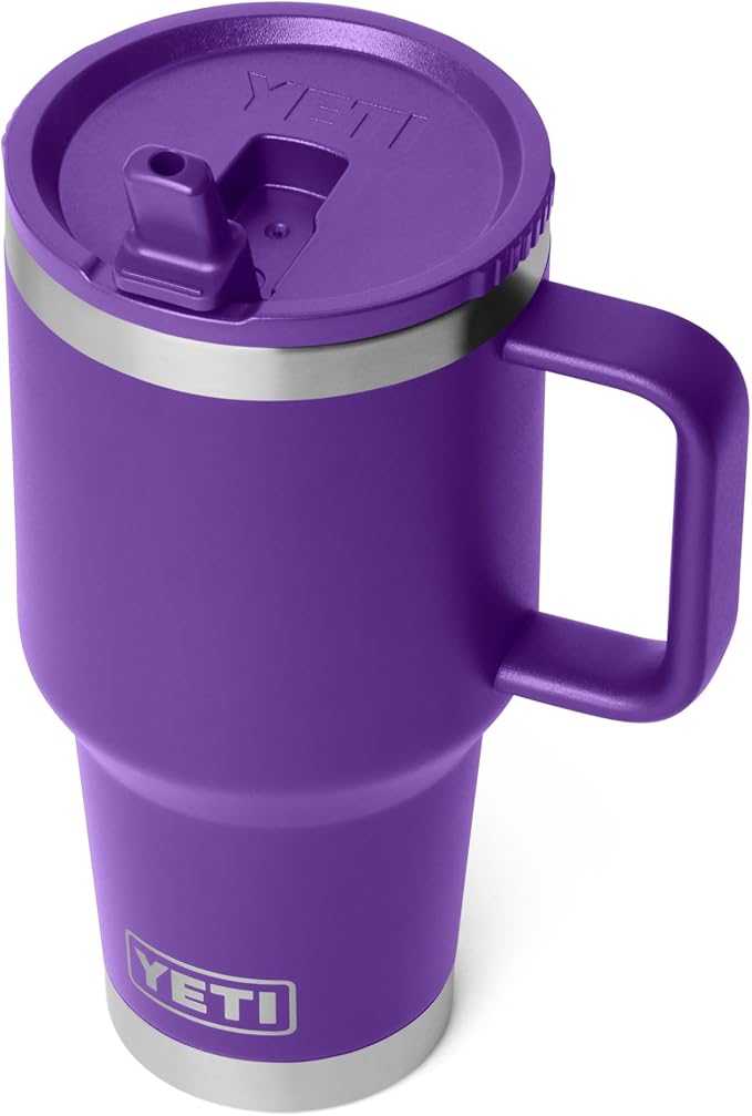 YETI Rambler 30 oz Travel Mug with Flip Straw Lid – Stainless Steel, Vacuum Insulated, Leakproof, Cup Holder Friendly, Pace Purple