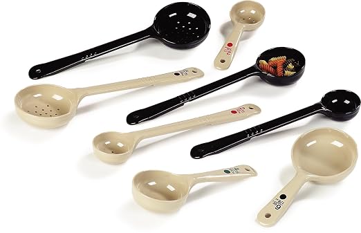 Carlisle FoodService Products Measure Miser Solid Spoon Measuring Spoon with Short Handle for Kitchens, Plastic, 4 Ounces, Beige