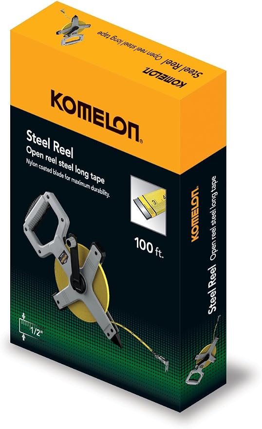 Komelon N6100 Open Reel Long Steel Tape Measure, 100-Feet