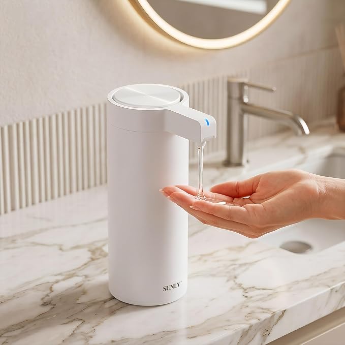 SUNLY Touchless Automatic Soap Dispenser – Clog-Free Pump, Fast Sensor, USB-C Rechargeable, Smudge-Resistant Stainless Steel, for Kitchen & Bathroom Soap Dispenser, White