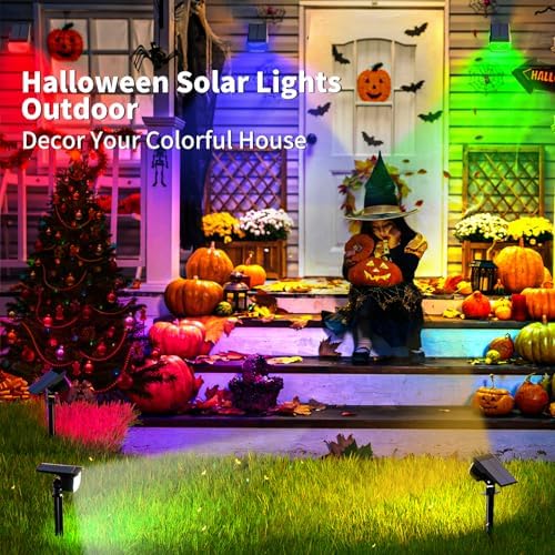 WENATY Solar Spot Lights Outdoor, IP65 Solar Lights Outdoor 2 Pack,RGB