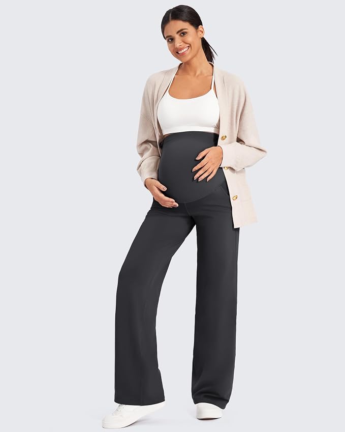 G4Free Fleece Lined Maternity Yoga Pants Winter Pregnancy Work Trousers