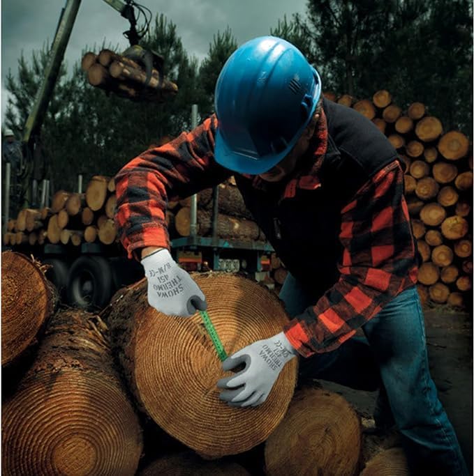 SHOWA 451 Insulated Work Gloves, Latex Coated Work Gloves with Rough Grip, Work Gloves for Winter Construction & Outdoor Work, Grey, Small, Vending 12-Pack